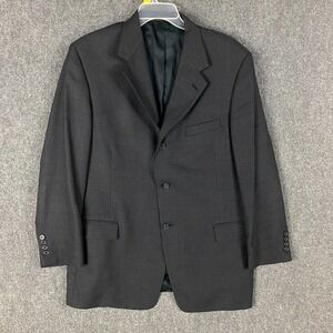 Vintage Perry‎ Ellis Portfolio Blazer Suit Men's Size 46 32" Long Charcoal Gray